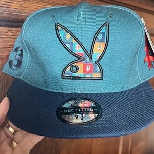 PLAYBOY Teal and Blue Fitted Cap NWT